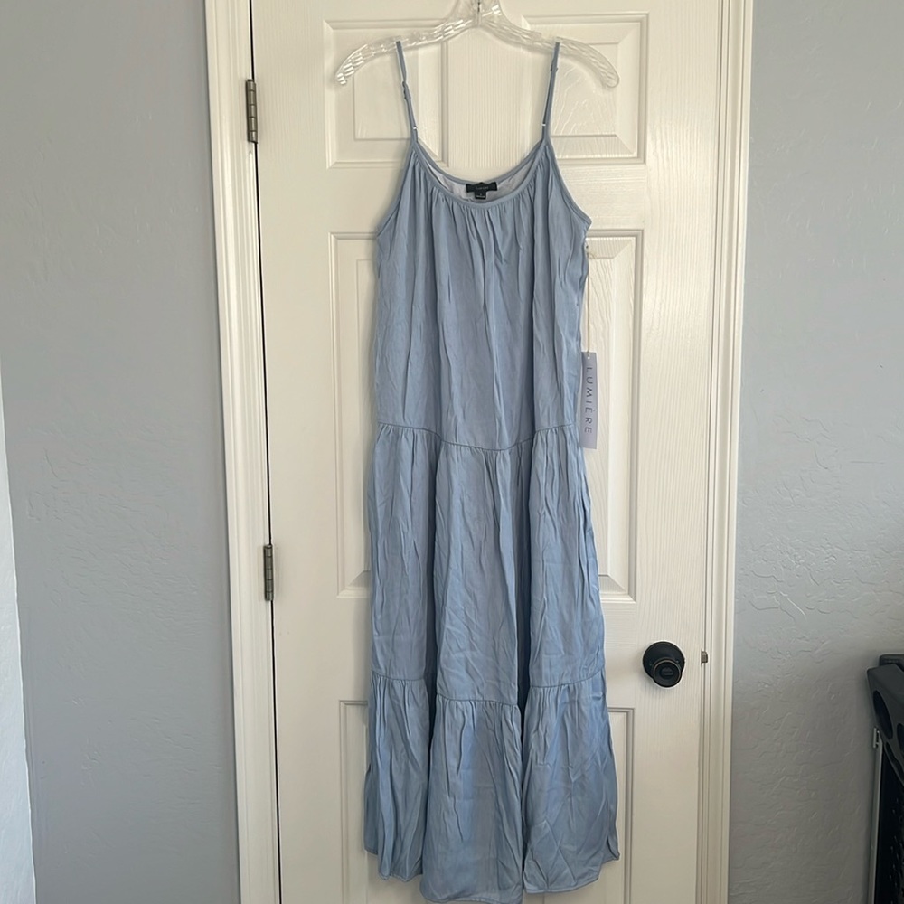 NWT Lumiere light blue maxi dress super soft size small